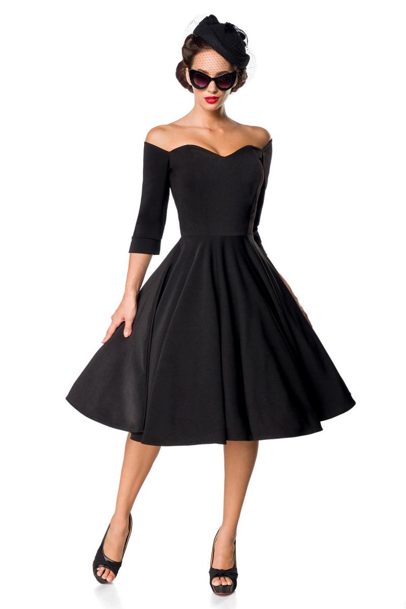 Belsira Premium Vintage Swing-Kleid schwarz