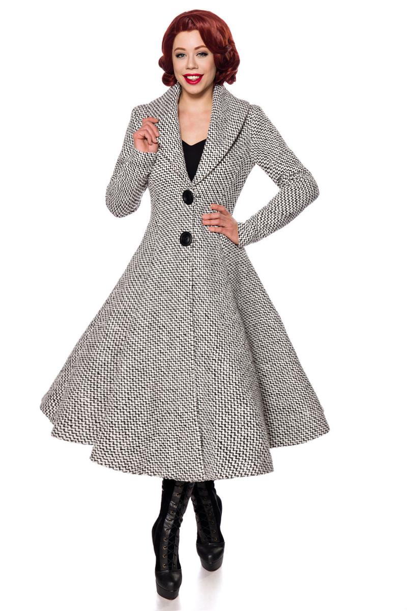 Belsira Premium Vintag-Mantel schwarz/weiß