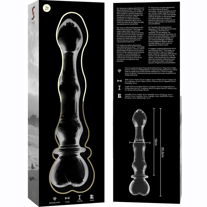 NEBULA SERIES BY IBIZA - MODELL 21 DILDO BOROSILIKATGLAS 20,5 X 3,5 CM KLAR