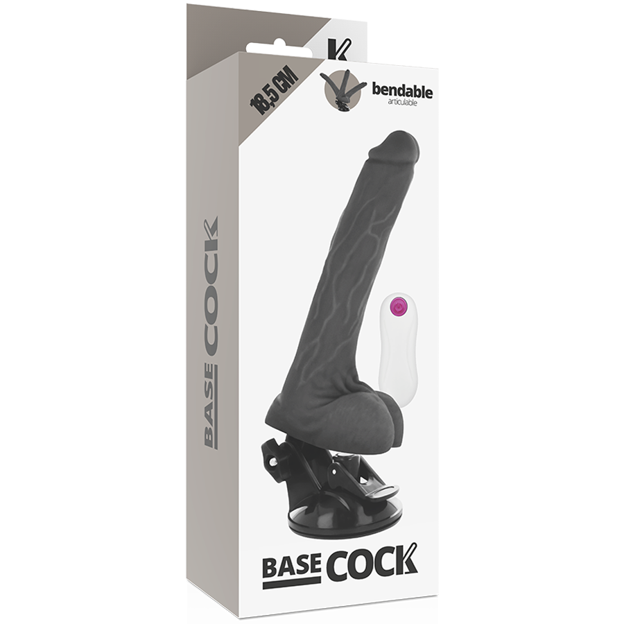 BASECOCK - ARTIKULIERBARER VIBRATOR MIT FERNBEDIENUNG SCHWARZ 18,5 CM