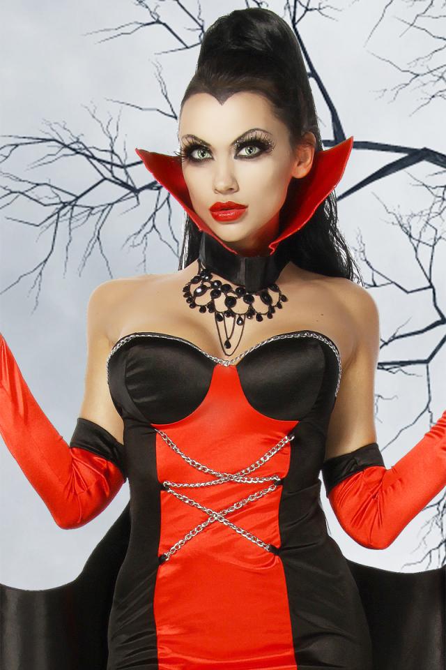 Vampirkostüm 2XL-3XL schwarz/rot