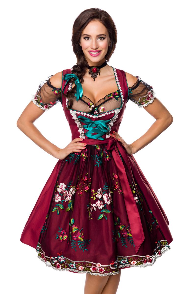Dirndl inkl. Spitzenbluse rot/schwarz