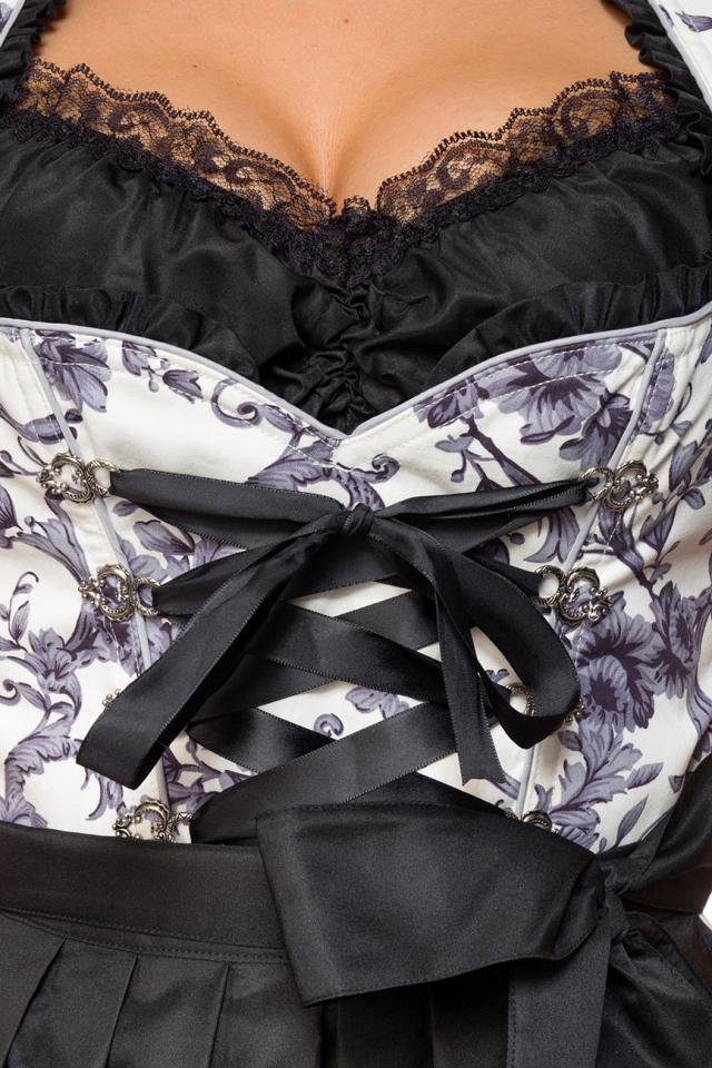 Dirndl XXS grau/schwarz/weiß