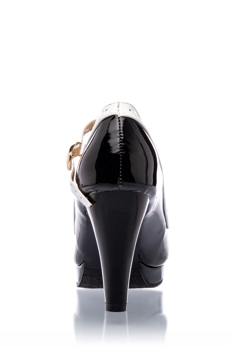 T-Strap Pumps schwarz/weiß