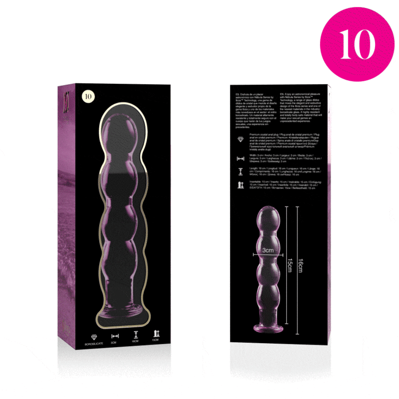 NEBULA SERIES BY IBIZA - MODELL 10 DILDO BOROSILIKATGLAS 16,5 X 3,5 CM ROSA