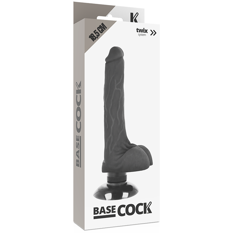 BASECOCK - REALISTISCHER VIBRATOR 2-1 SCHWARZ 18,5 CM