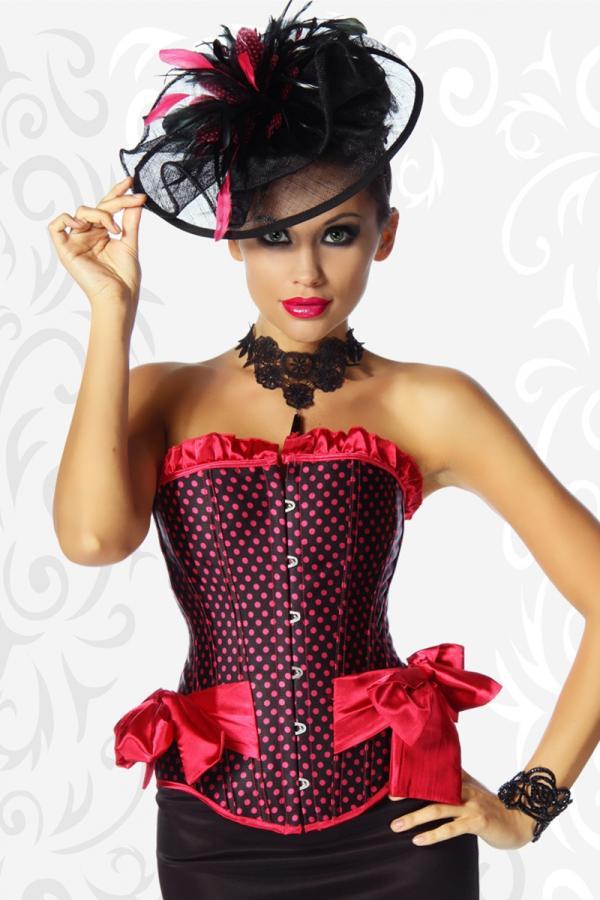 Cabarett-Corsage 2XL schwarz/pink
