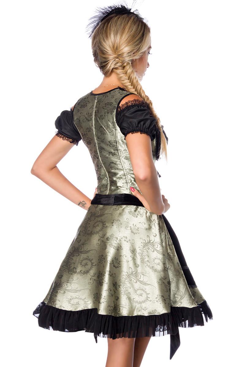 Premium Dirndl aus edlem Jacquard Stoff grün/schwarz
