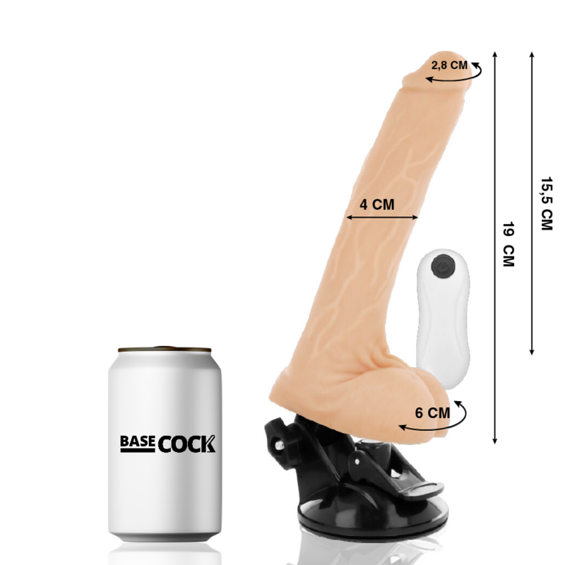BASECOCK - REALISTISCHER VIBRATOR MIT FERNBEDIENUNG NATÜRLICH  19 CM