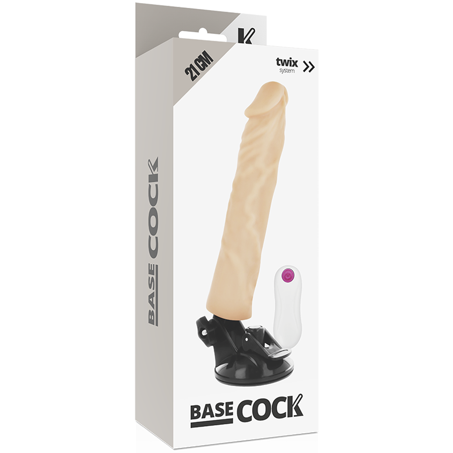 BASECOCK - REALISTISCHER VIBRATOR MIT FERNBEDIENUNG NATURWEISS 21CM