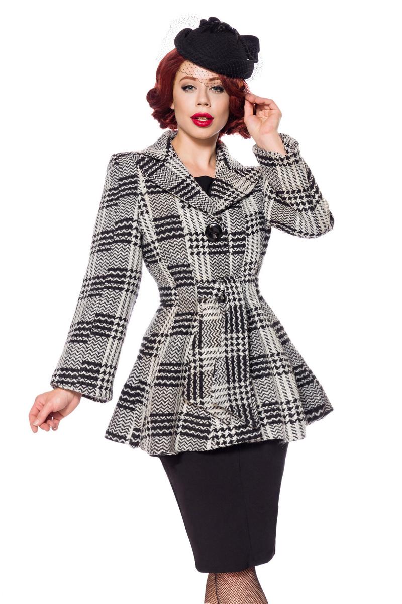 Belsira Premium Blazer mit Gürtel schwarz/weiß