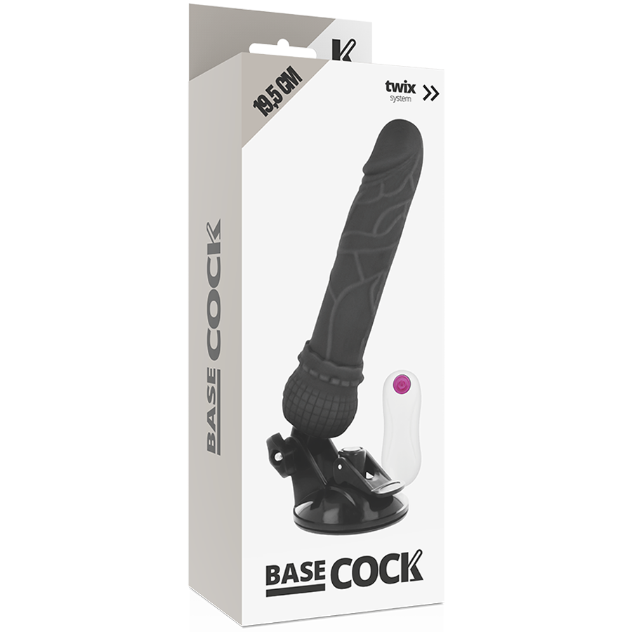 BASECOCK - REALISTISCHER VIBRATOR MIT FERNBEDIENUNG SCHWARZ 19,5 CM