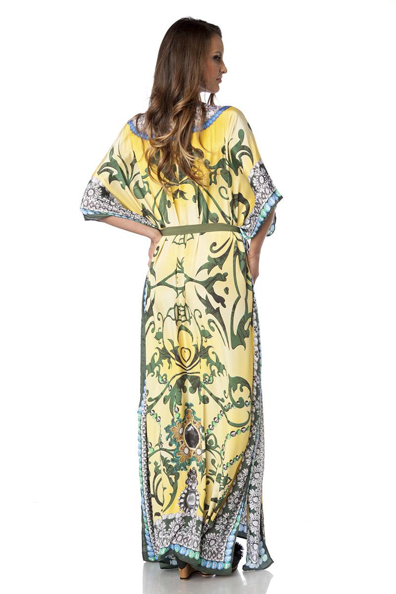 Premium-Kaftan mit Strass OS gelb/grün/blau