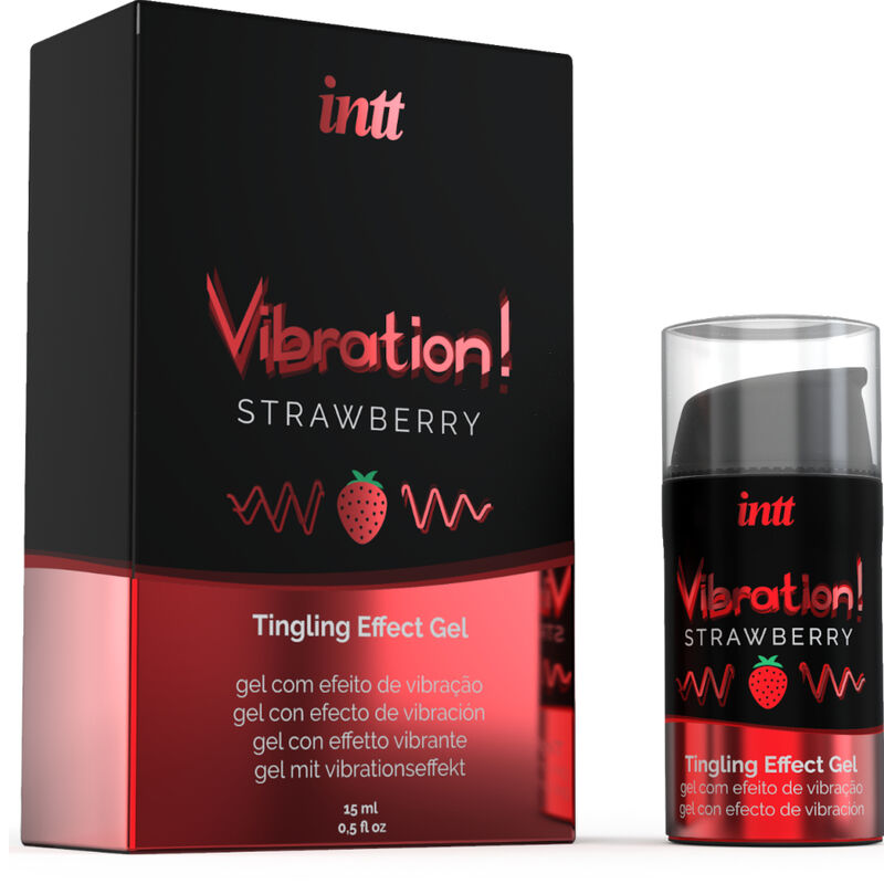 INTT - KRAFTVOLLES INTIMSTIMULIERENDES FLÜSSIGES VIBRATIONSGEL ERDBEERE 15 ml