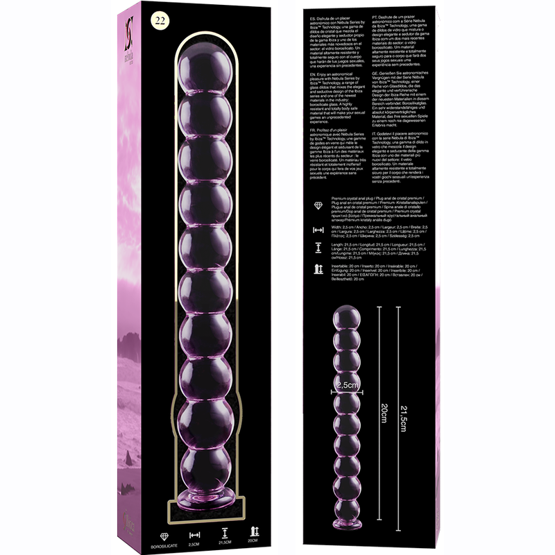 NEBULA SERIES BY IBIZA - MODELL 22 DILDO BOROSILIKATGLAS 21,5 X 2,5 CM ROSA