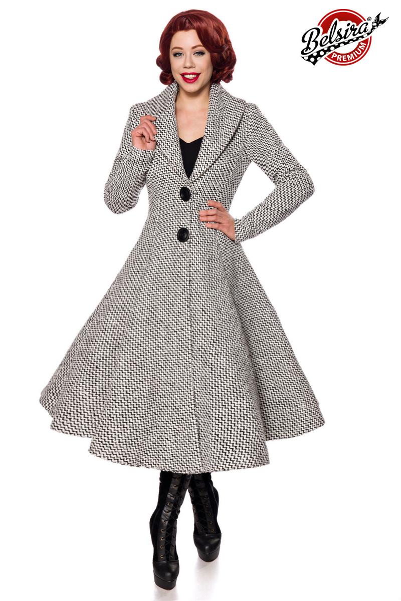 Belsira Premium Vintag-Mantel schwarz/weiß