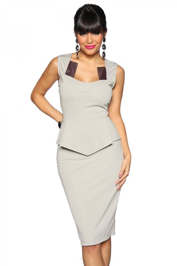 Etuikleid mit Schößchen M grau