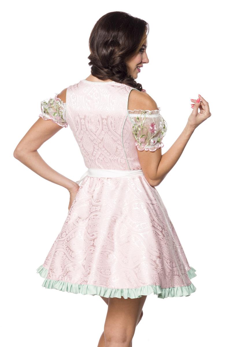 Mini-Brokat-Dirndl inkl Spitzenbluse pink/grün