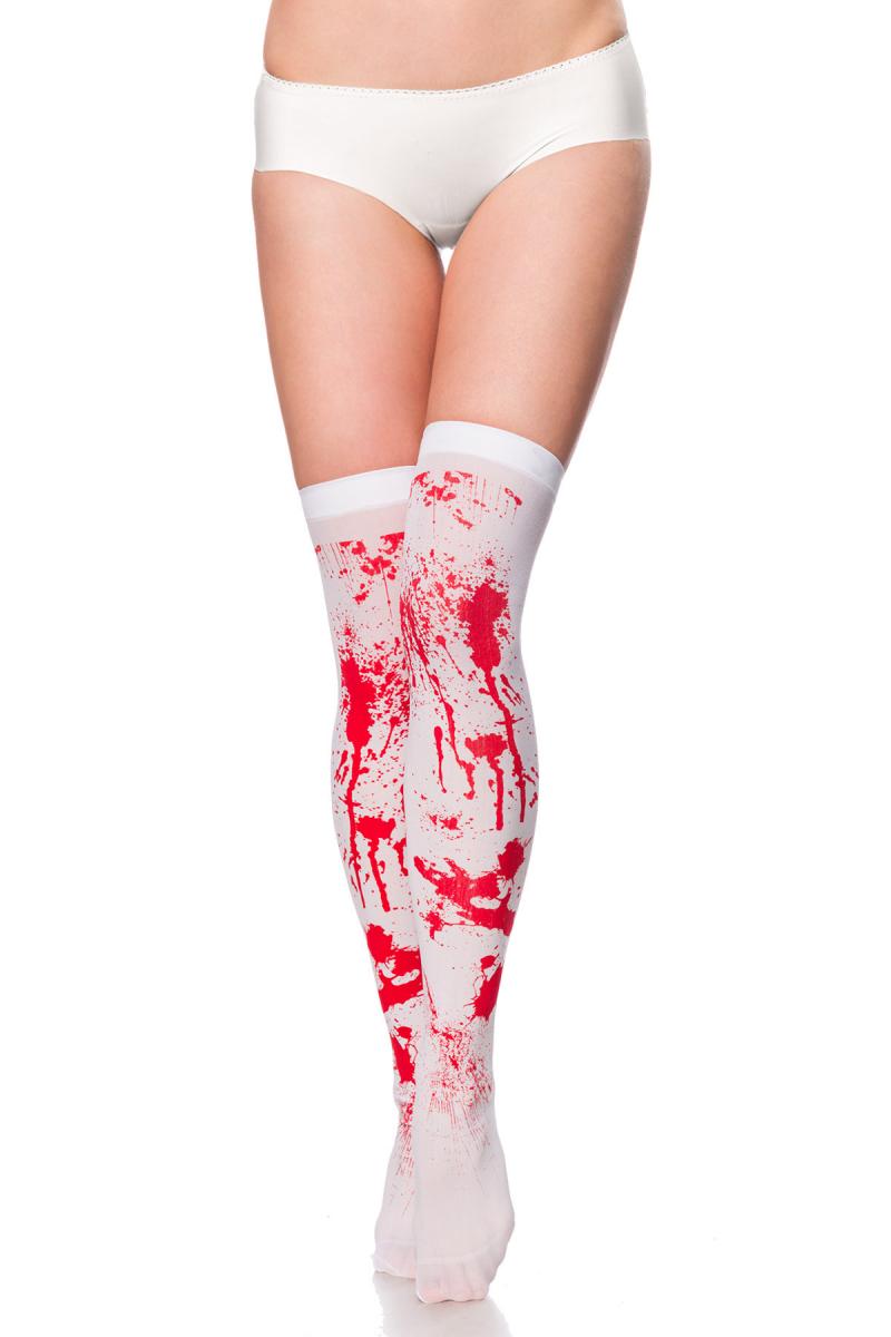 Blut-Stockings XS-M weiß/rot