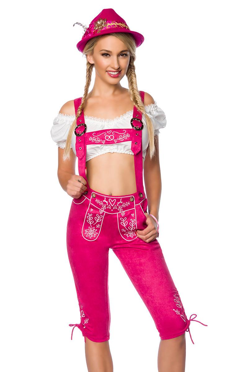 Trachtenhose mit Stickereien pink
