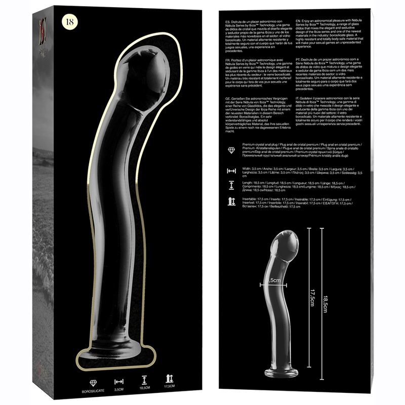 NEBULA SERIES BY IBIZA - MODELL 18 DILDO BOROSILIKATGLAS 18,5 X 3,5 CM KLAR