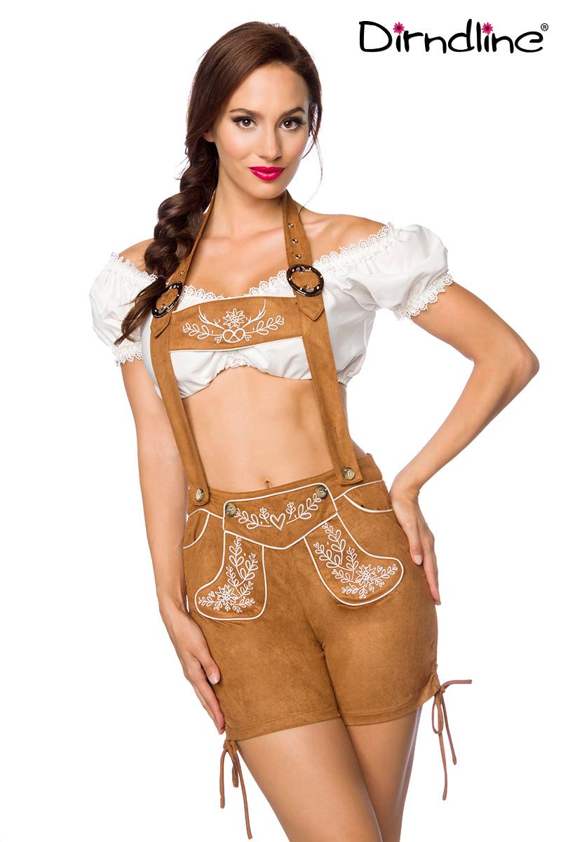 Trachtenshorts mit Stickereien braun
