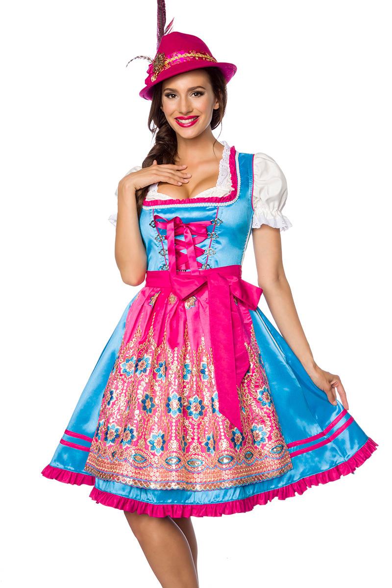 Premium Dirndl blau/pink