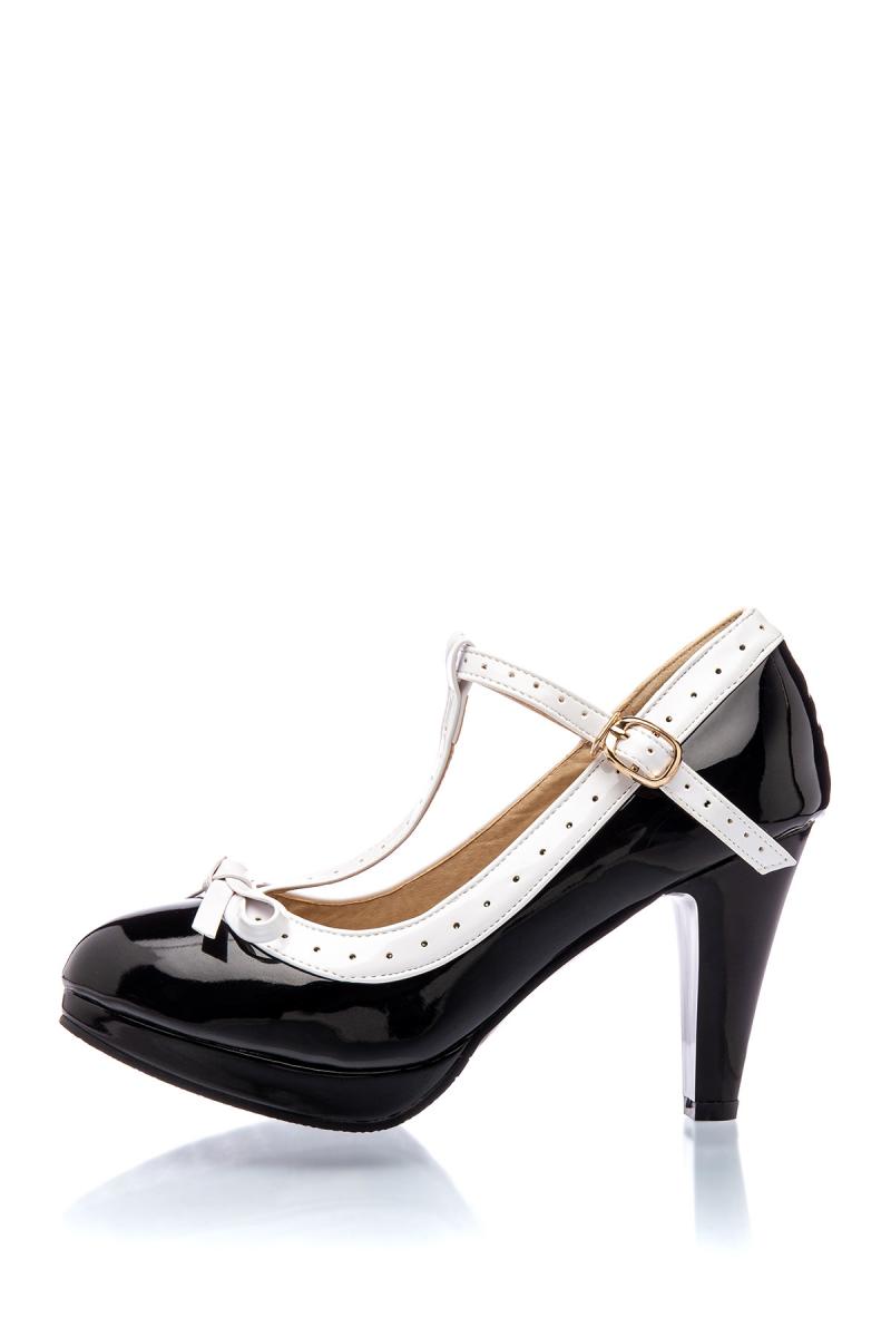 T-Strap Pumps schwarz/weiß