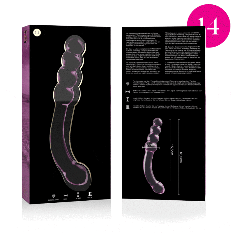 NEBULA SERIES BY IBIZA - MODELL 14 DILDO BOROSILIKATGLAS 18,5 X 3 CM ROSA