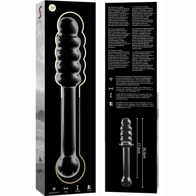 NEBULA SERIES BY IBIZA - MODELL 20 DILDO BOROSILIKATGLAS 20,5 X 3 CM KLAR