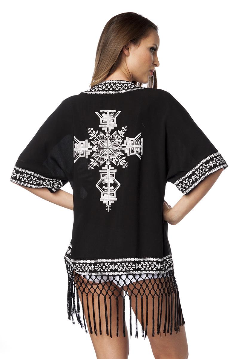 Kimono XS-M schwarz/weiß