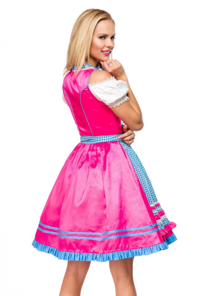 Dirndl mit Karoschürze blau/pink