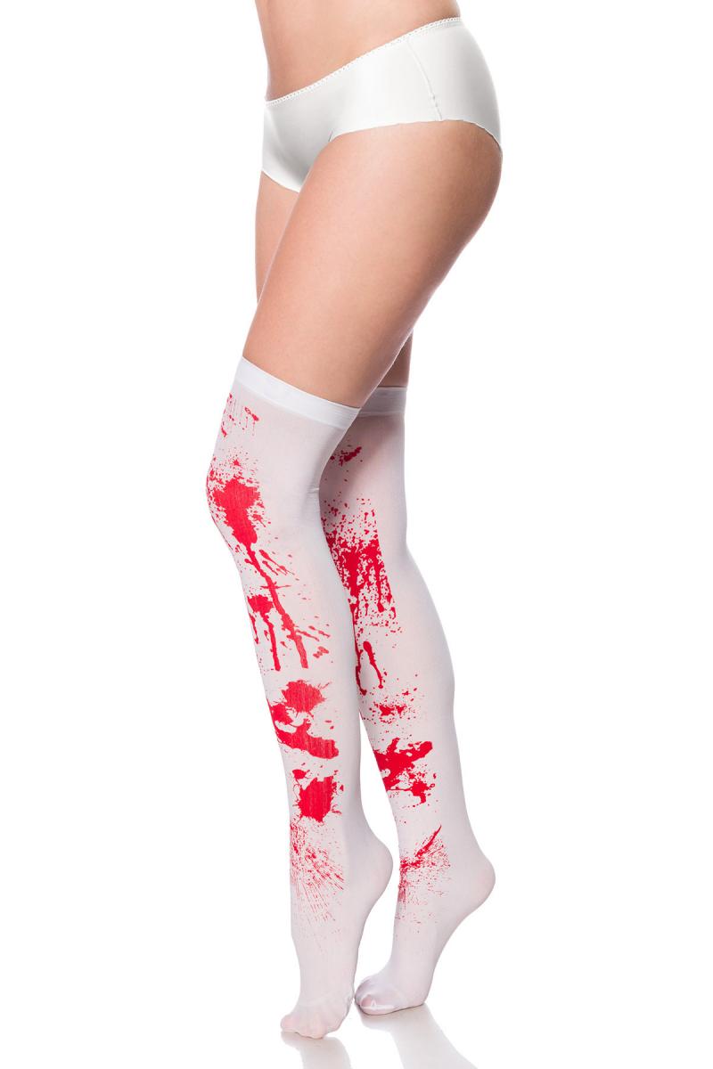 Blut-Stockings XS-M weiß/rot