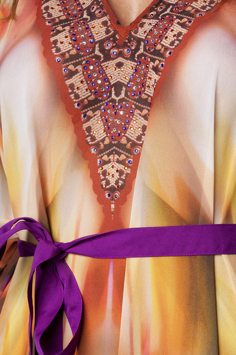 Premium-Kaftan mit Strass OS orange/lila/blau