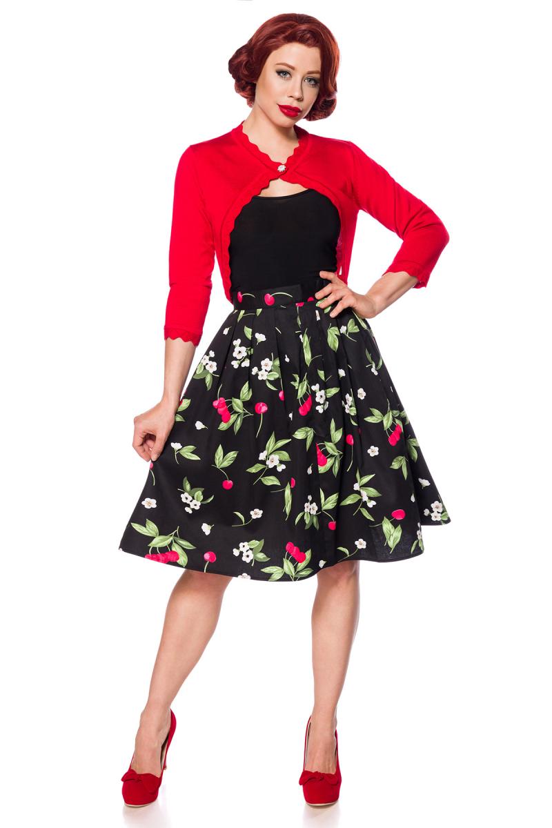 Ausgestellter Vintage Rock schwarz/pink/grün