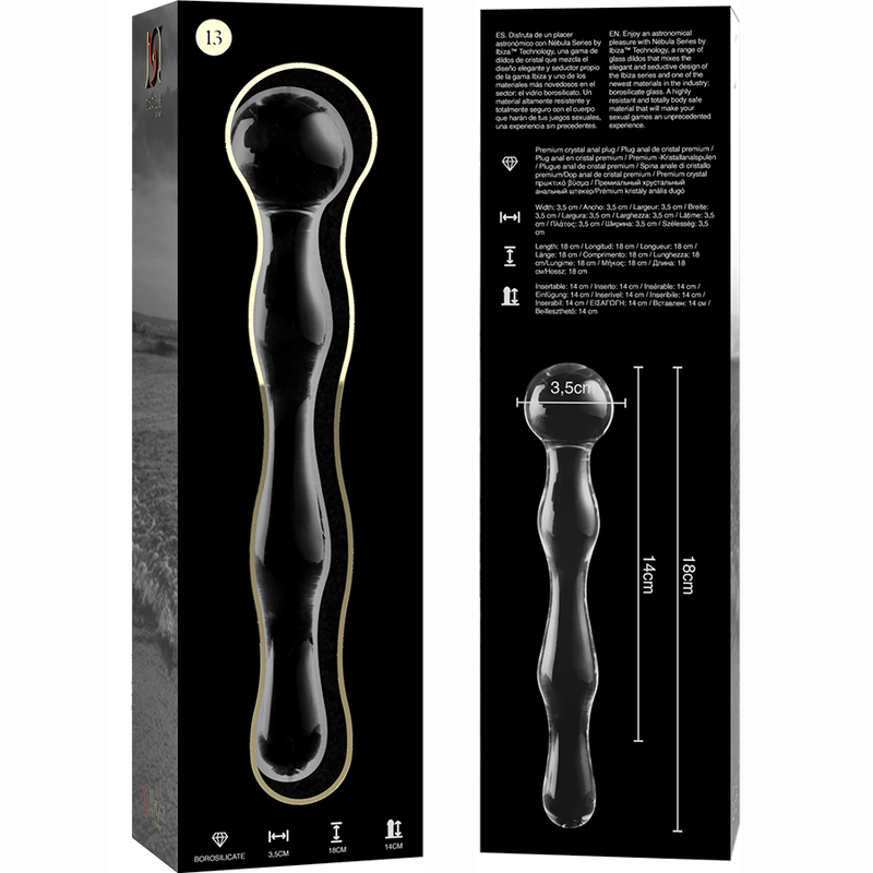 NEBULA SERIES BY IBIZA - MODELL 13 DILDO BOROSILIKATGLAS 18 X 3,5 CM KLAR