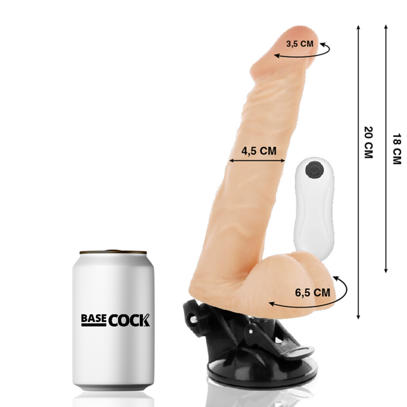 BASECOCK - ARTIKULIERBARER VIBRATOR NATÜRLICH FERNBEDIENUNG 20 CM