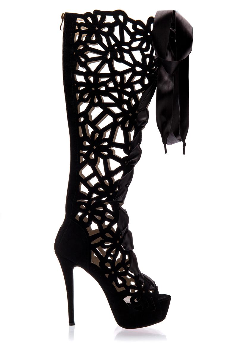 SONDERPOSTEN Plateau-Stiefel mit Schnürung 37 schwarz