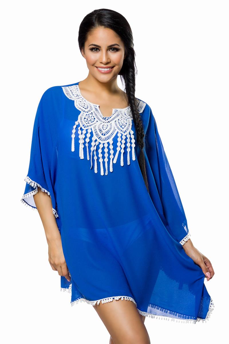 Boho-Tunika XS-L blau