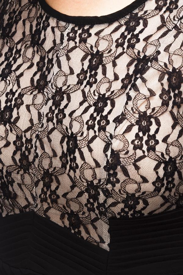 Abendkleid mit Spitze L schwarz/beige